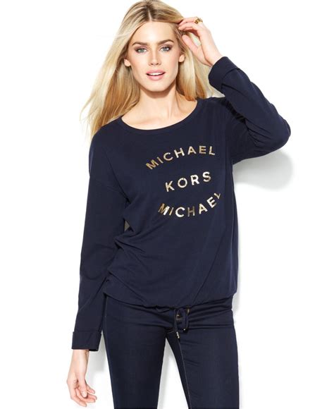 short sleeve michael kors drawstring sweatshirt top|macy's Michael Kors.